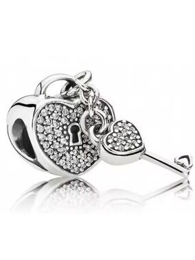 Pavé Lock and Key Dangle charm for Pandora Bracelets